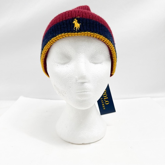 Polo Ralph Lauren Regimental Stripe Cuffed Watch Cap Beanie Ski Hat - Picture 4 of 10